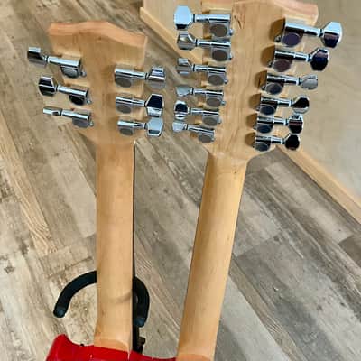 BadAax Double-Neck SG Electric Guitar w/ Gig Bag - Red image 6