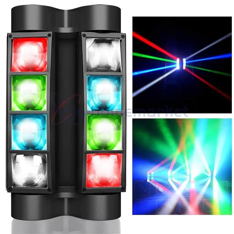 8-LED RGBW Spider Beam Moving Head Stage Light – DMX DJ Disco Lighting Fixture (80W) image 1