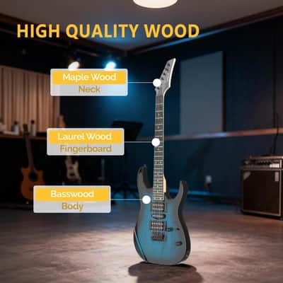 Glarry 170 type Electric Guitar HSH Pickups, 20W Amp Dark Blue image 3