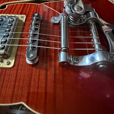 Gretsch G6659TFM Players Edition Broadkaster Jr. with Flame Maple Top 2019 - Present - Bourbon Stain image 7