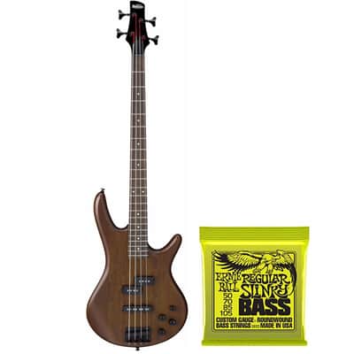 Ibanez GSR200B GIO 4-String Electric Bass Guitar (Walnut Flat Brown) + Ernie Ball Slinky Nickel Wound Electric Bass Strings image 1