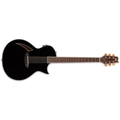 ESP LTD TL-6 Black Thinline Acoustic-Electric Guitar + Hard Case TL6 TL 6 image 2