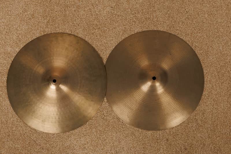 Vintage Zildjian A 14" Hollow Logo Rock Hi Hat Cymbals 1222g 1455g image 1