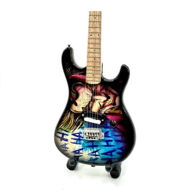 The Mini Axe The Joker Miniature Guitar with Display Stand, Black and Multicolor image 3