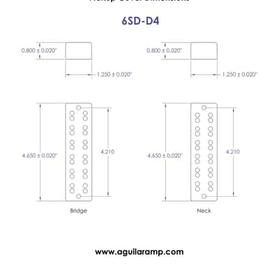 Aguilar AG 6SD-D4 Super Double 6-String Noiseless Soap Bar Bass Pickups -P4 Size image 3