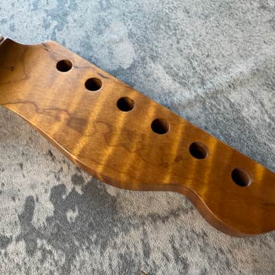 BMC Guitar Neck Tele® Telecaster® 22 Fret Roasted 3AAA Flame Maple With Maple Fingerboard Nitro Lacquer Rounded Fret Ends - 9.5 Radius TRMMF22 3A #6 image 2