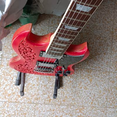 Custom Harley Benton SG type 2023 - Red, hand Carved in Florence, Italy. Custom Guitar, Solid Body; Vintage look Double cut image 6