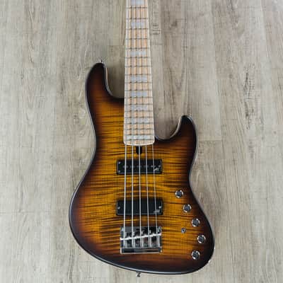 Mayones Jabba Custom 5 5-String Bass, Amber Burst, Birdseye Maple Fretboard image 4