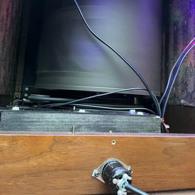Rotary Connection 2 speed portable Leslie/Rotary lite up guitar speaker cab with 2 button footswitch! BIG CTS 15x9 vintage speaker inside. 2 inner bulbs that change with the speed changes. Real vintage hardwoods. 2026 - Wood image 22