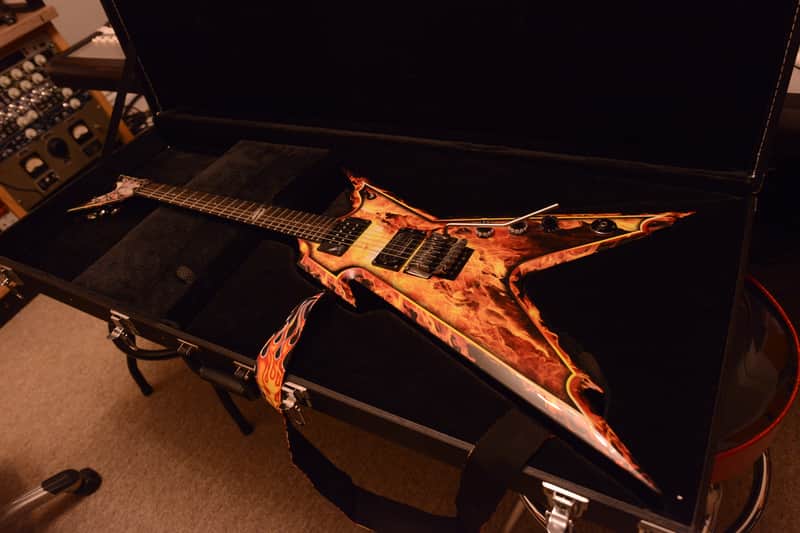 Dean Dimebag Darrell Pantera Dime Razorback Explosion Flame Graphic Signature Guitar image 1