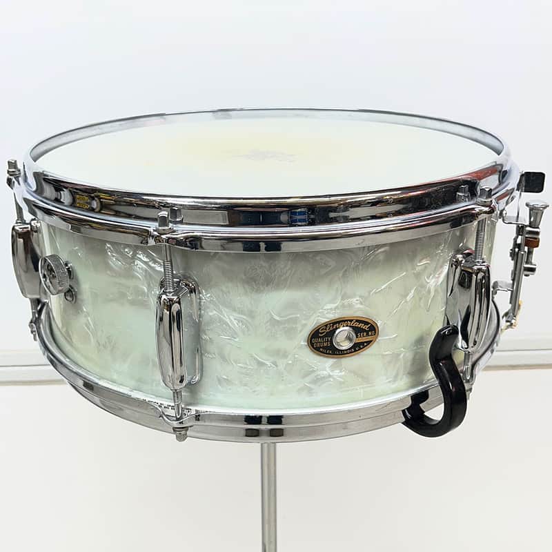 Vintage 1960s Slingerland Student Model Snare Drum in White Marine Pearl image 1