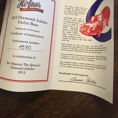 Hofner  Diamond Jubilee Violin Bass 2012 image 15