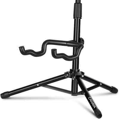 Guitar Stand Floor - Folding Universal Guitar Holder for Acoustic Electric Guitars Bass Guitar (Black) image 1