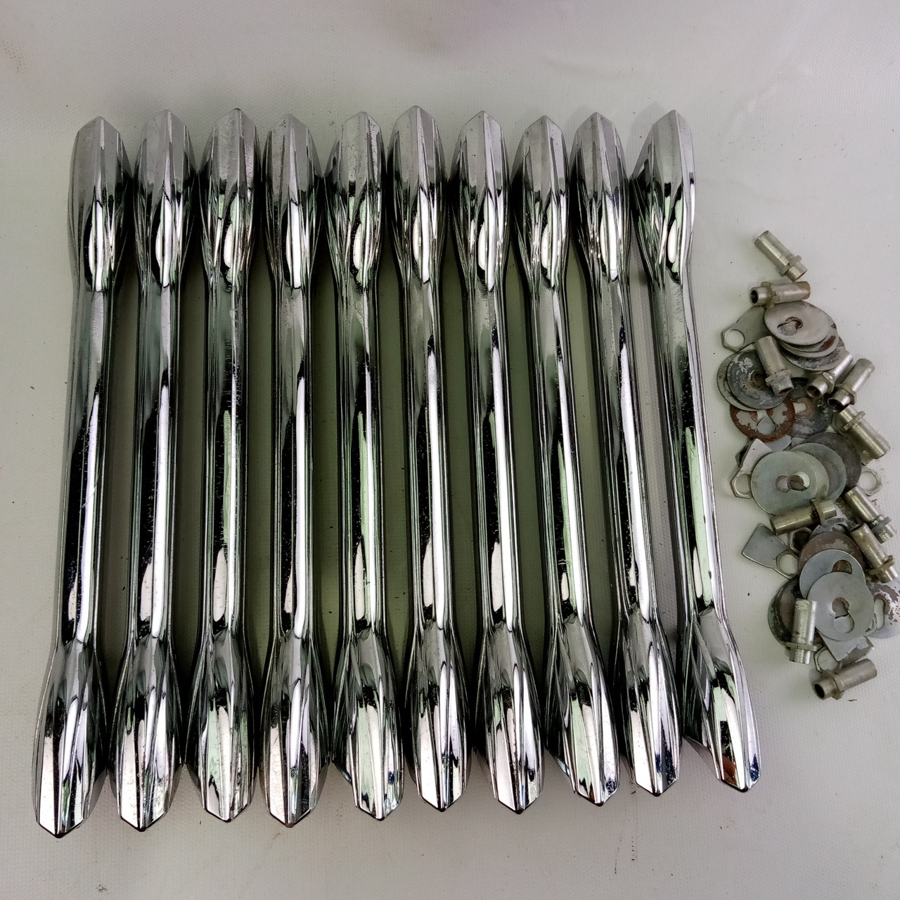 Premier 10x Bass Drum Lugs 9 1/8" #125-20 843756 Chrome Vintage 60s-70s Elite UK — main photograph