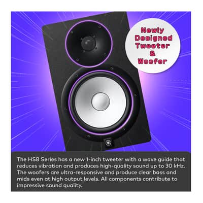Yamaha HS8 120W Studio Monitor Speaker (Pair) with HS8S 150W Powered Sub Bundle image 3
