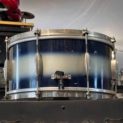 1950's Slingerland 6.5x14 Blue & Silver Duco Student Model Radio King Snare Drum image 9
