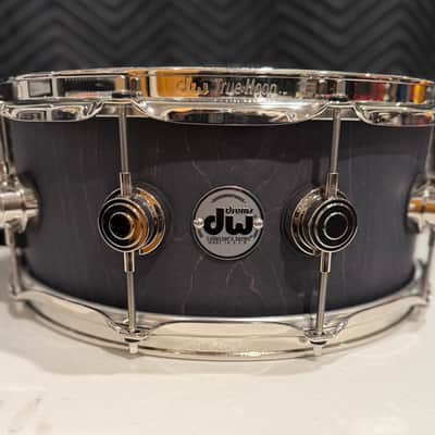 DW Collector's Series Maple / Mahogany 6x14" Snare Drum EBONY STAIN MATTE W/Nickel hardware image 1