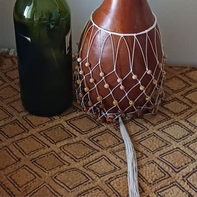 Axatse (medium-small Ewe-style netted gourd rattle) image 2