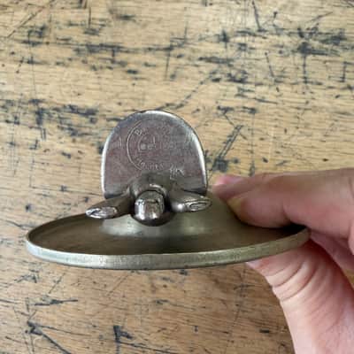 VIntage Leedy Greeko 3 7/8" Egyptian Chime Cymbal with Leedy Chrome Plated Bulldog Holder Traps Era 1920s -30s #3 image 3
