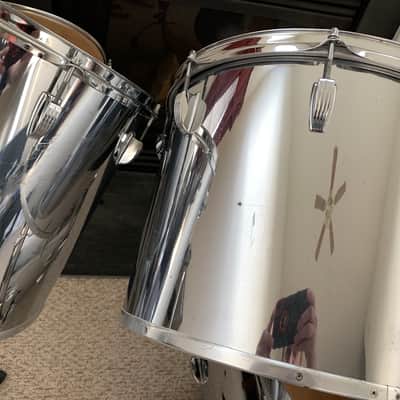 Ludwig 6 Piece Drum Set Chrome over Maple Shells Vintage Chrome O Wood late 70's Power Toms image 5