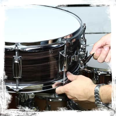 Griffin Snare Drum - 14" x 5 - 5" Poplar Wood Shell with Zebra PVC Glossy Finish Percussion Musical Instrument with Drummers Key image 10