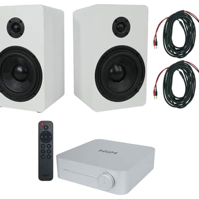 2 Rockville RockShelf 58W 360w 5.25" White Bookshelf Speakers+Bluetooth/Wifi Amp image 1