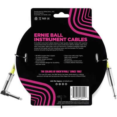 Ernie Ball 6049 Cables instrument classic jack/jack coudé 3m blanc image 2