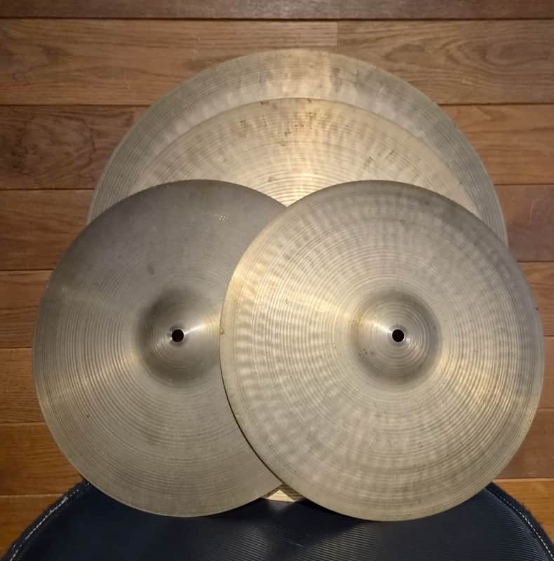Wooding by Ufip 20", 18" , 14 " HH Jazz/light cymbals 1970s - B20 bronze image 1