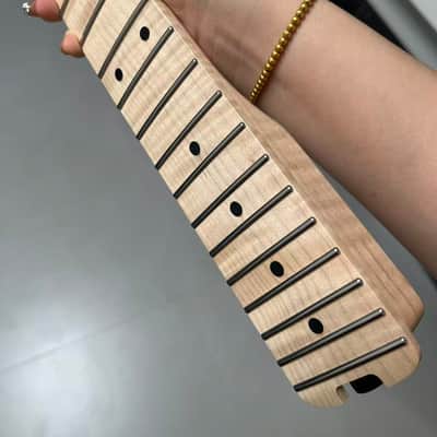 4a floyd rose nut stainless steel 22 frets flame Maple guitar neck 25.5inch hole 10mm Lock nut Satin Wheel truss rods image 4