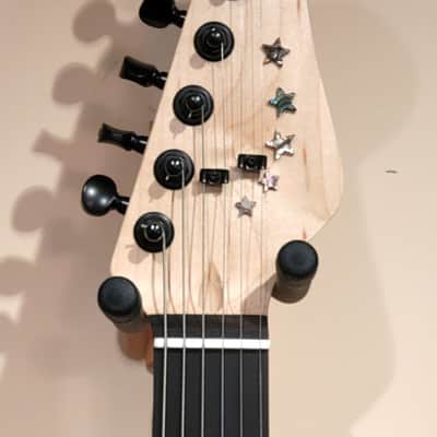 CUSTOM DESIGNED & CRAFTED - SOLID ASH STRAT STYLE W/BUTTERSCOTCH DOUBLE BOUND BODY W/RED APPLE JASPER - SERIAL #075 -  2025 image 12