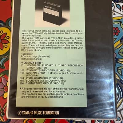 Yamaha VRC-104 DX7 Voice Rom - Percussion Group image 2