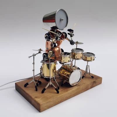 Drummer  Robot Ornaments Punk Industrial style Small Lamp Gift By Handmade,price include the import duty for US buyer image 3