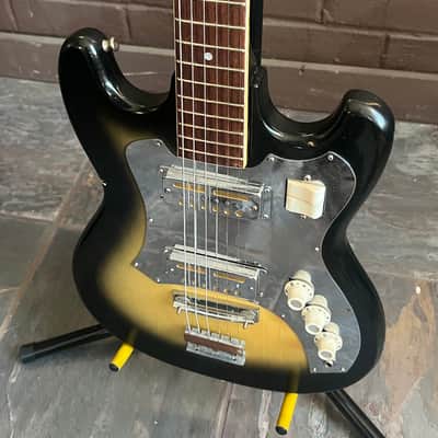 Teisco Gold Foil Electric Guitar & Case Barclay Sakai  1960’s - Sunburst image 3