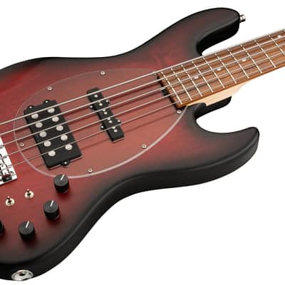 Sadowsky MetroLine 21-Fret Vintage MJ Bass 5 String, Red Alder Body, Burgundy Burst Transparent Satin image 5