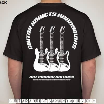 G.A.A. Members Guitar t-shirt "Not Enough Guitars!" Size L image 1