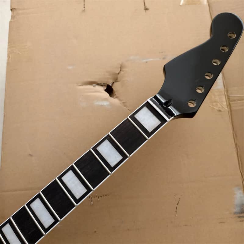 Black Reversed Head Guitar Strat Style Maple Neck, 22 Frets Rosewood Fingerboard image 1