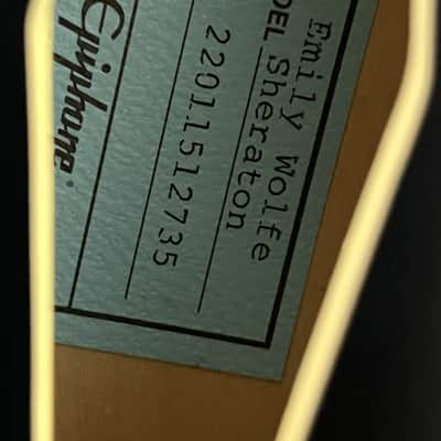 Epiphone Emily Wolfe Sheraton w/ PICKGUARD / Black Aged Gloss w/EpiLite Case Excellent image 8