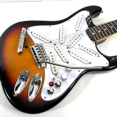 Awesomesauceguitars weirdo 14 string drone guitar with 8 pickups strat partscaster experimental noise guitar The Hot Mess 2025 - Sunburst image 4