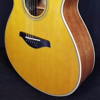 Yamaha FS-TA TransAcoustic Folk Size Concert Acoustic/Electric Guitar, Solid Spruce Top, Vintage Tint image 2