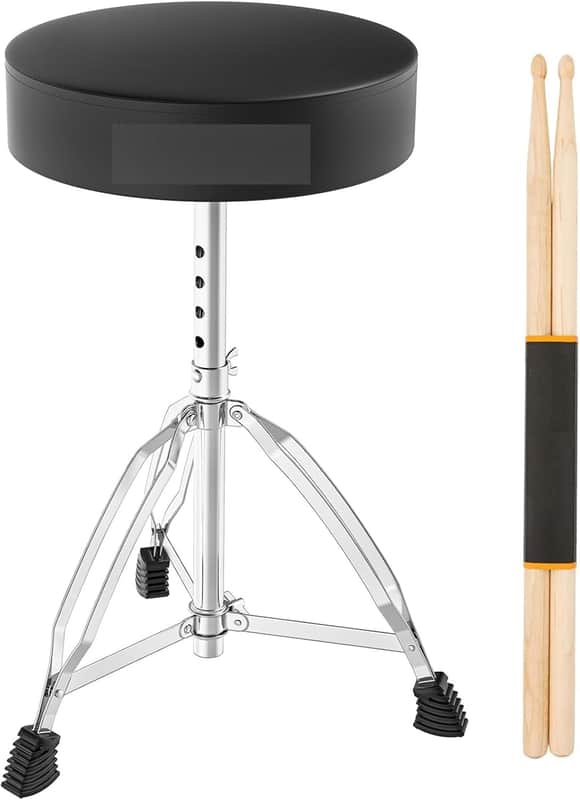 Drum Throne Height Adjustable - Drum Seat Thick Padded for Adults and Kids Universal Drum Stools with Anti-Slip Feet Drum Chair Black image 1