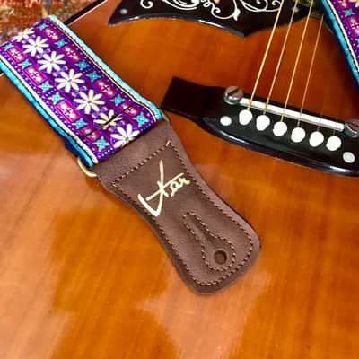 Handmade Psychedelic Purple Flower Chain Guitar Strap - Vtar Vegan Guitar Straps image 3