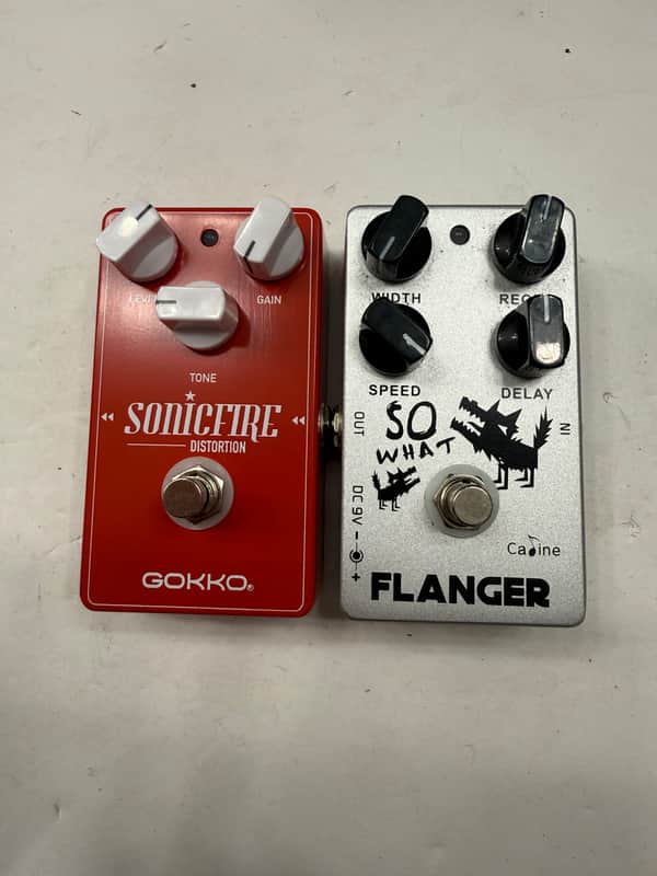 Gokko Sonic Fire Distortion + Caline So What Flanger Guitar Effect Pedal Lot image 1