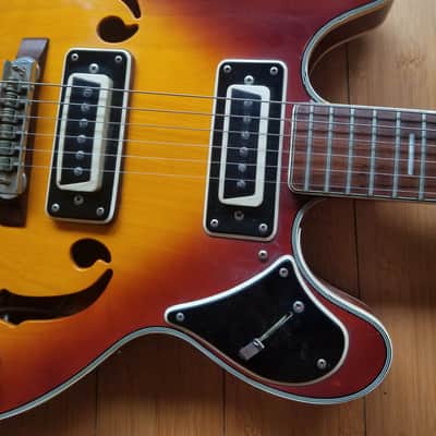 Univox Coily ES-335 Style Semi Hollowbody 1969 Sunburst-Japan- image 6