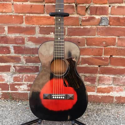 Silvertone Parlor Guitar Red Burst Scalloped X Braced Top image 1