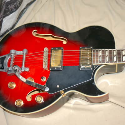 Glen Burton GE775 Chicago Hollow Body Archtop Jazz Guitar with Bigsby image 2