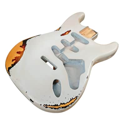 NITRO Relic Sonic Blue over sunburst Alder S-Style guitar body image 2