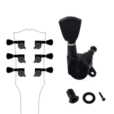 3L3R Guitar Locking Tuning Pegs 16:1 Ratio Sealed Guitar String Tuning Keys Machines 45 Degree Fixing Tag for Les Paul LP SG Electric Acoustic Guitar 6Pcs JT/ZSJXQ-03 Black Tulip Button image 3