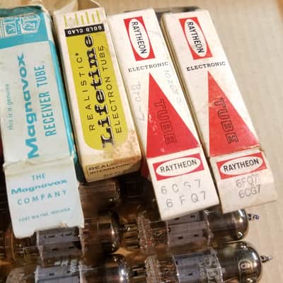 Matsushita etc. Matched Pair (2) 6FQ7 tNOS AT1000 TESTED Vacuum Tubes Japan 6CG7 no divider dual triode 1964-1978 image 2