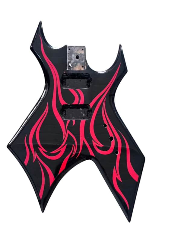 Custom Finish Warlock Style Guitar Body in Red and Black image 1