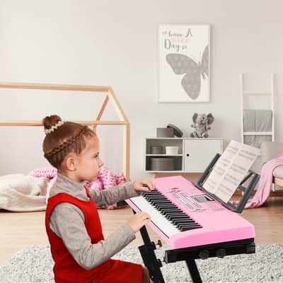 Cxxss 61 Keys Digital Music Electronic Keyboard Electric Musical Piano Instrument Kids Learning Keyboard w/ Stand Microphone-Pink image 17